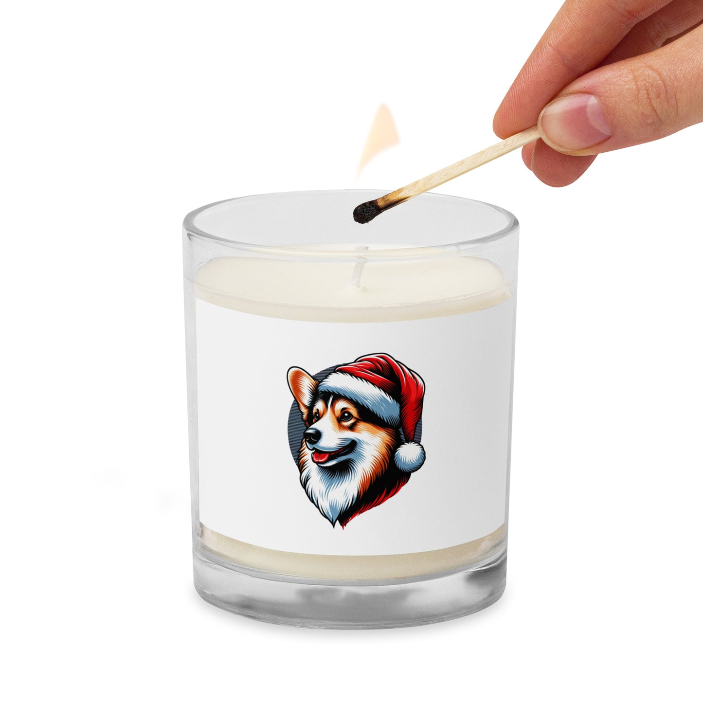 Santa Corgi Candle