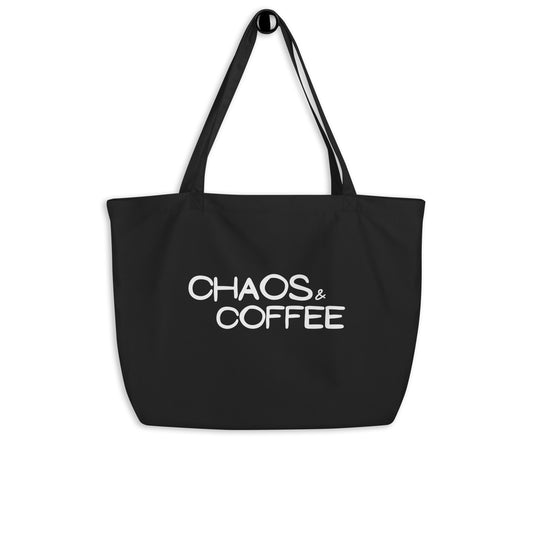 Chaos & Coffee large organic tote bag